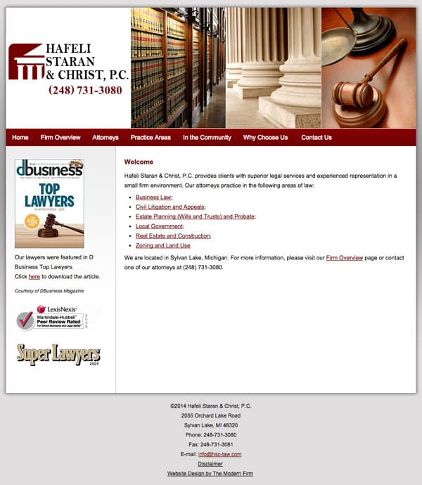 Law Firm Website Design for Hafeli Staran & Christ, P.C.