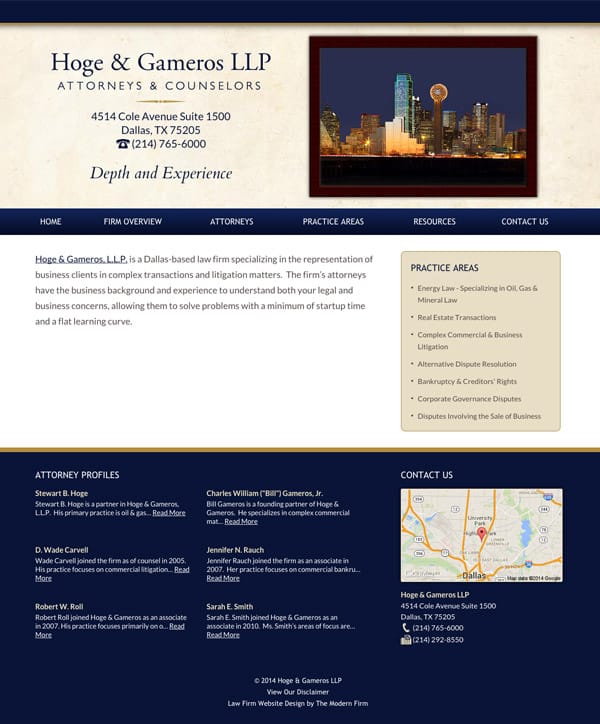 Law Firm Website Design for Hoge & Gameros LLP