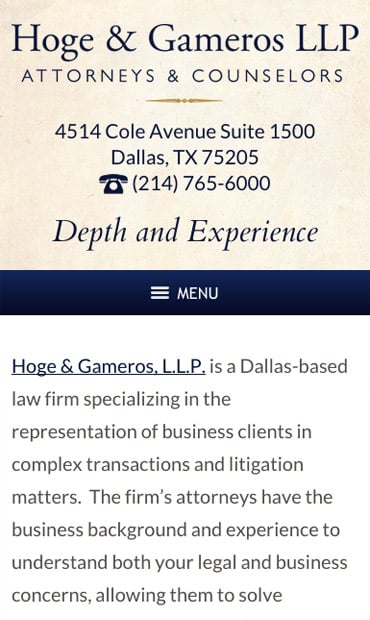 Responsive Mobile Attorney Website for Hoge & Gameros LLP