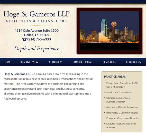 Mobile Friendly Law Firm Webiste for Hoge & Gameros LLP