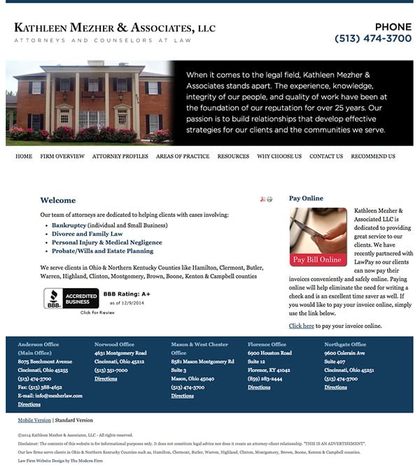 Law Firm Website Design for Kathleen Mezher & Associates, LLC