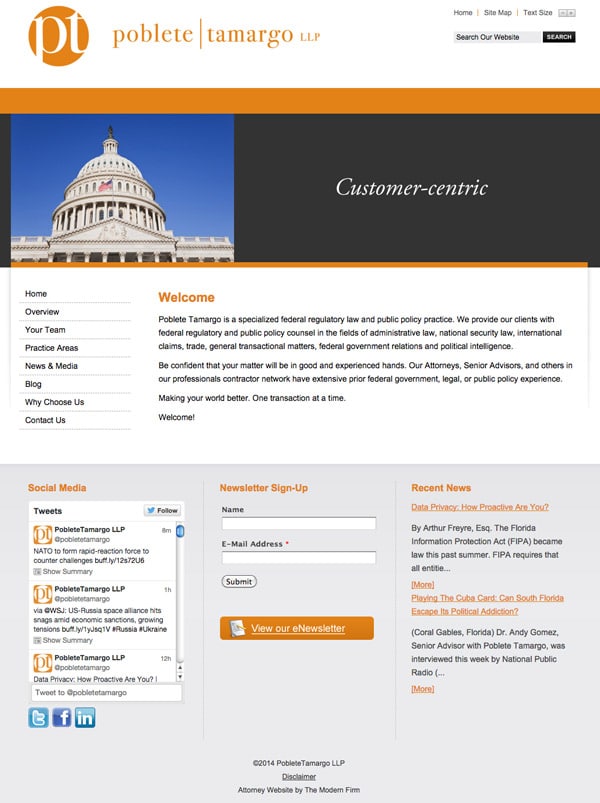 Law Firm Website Design for Poblete Tamargo, LLP
