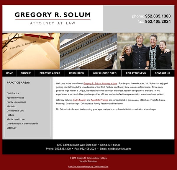 Law Firm Website Design for Gregory R. Solum, Attorney at Law