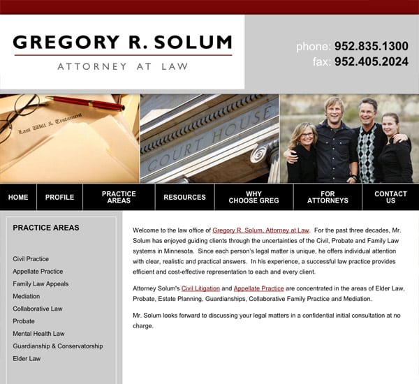 Mobile Friendly Law Firm Webiste for Gregory R. Solum, Attorney at Law