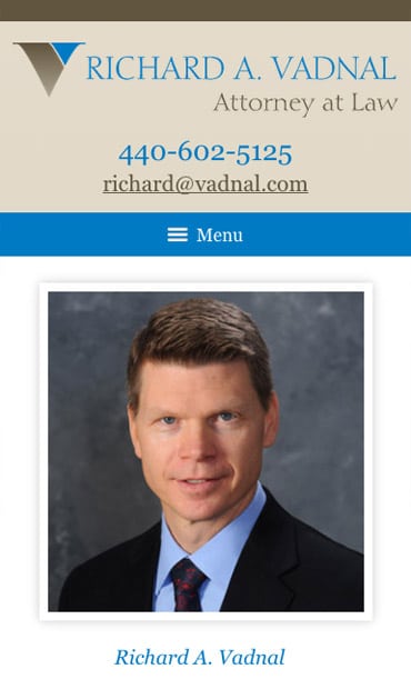 Responsive Mobile Attorney Website for Richard A. Vadnal