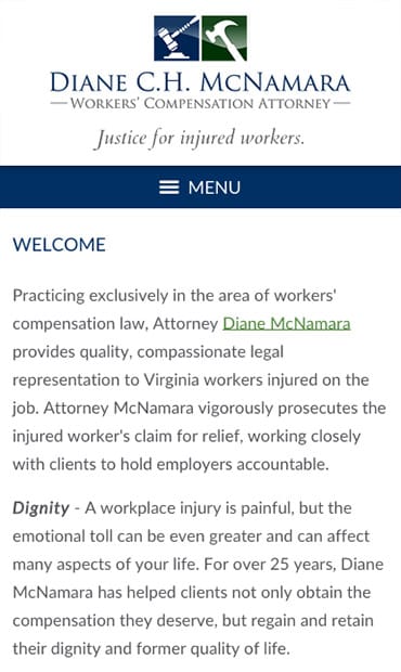 Responsive Mobile Attorney Website for Diane C.H. McNamara