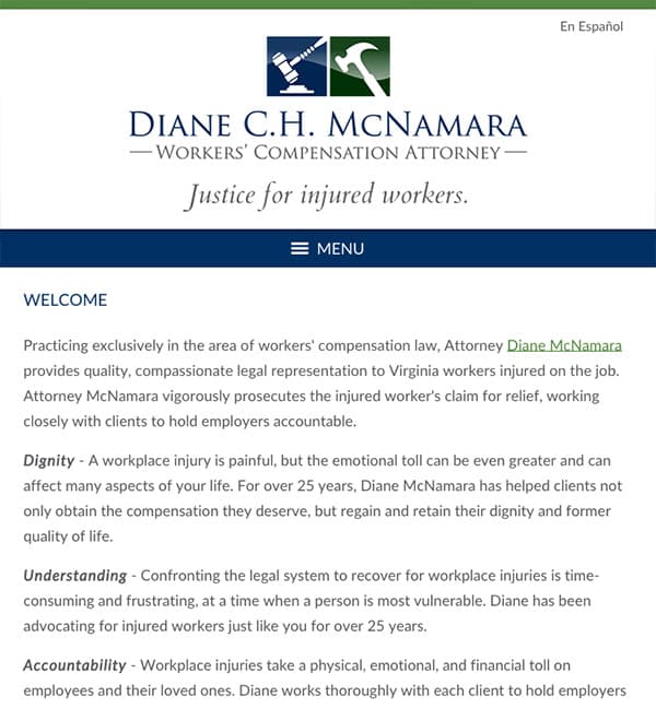 Mobile Friendly Law Firm Webiste for Diane C.H. McNamara