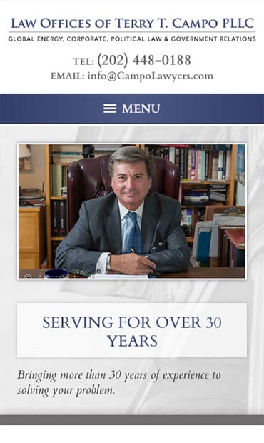 Responsive Mobile Attorney Website for Law Offices of Terry T. Campo PLLC