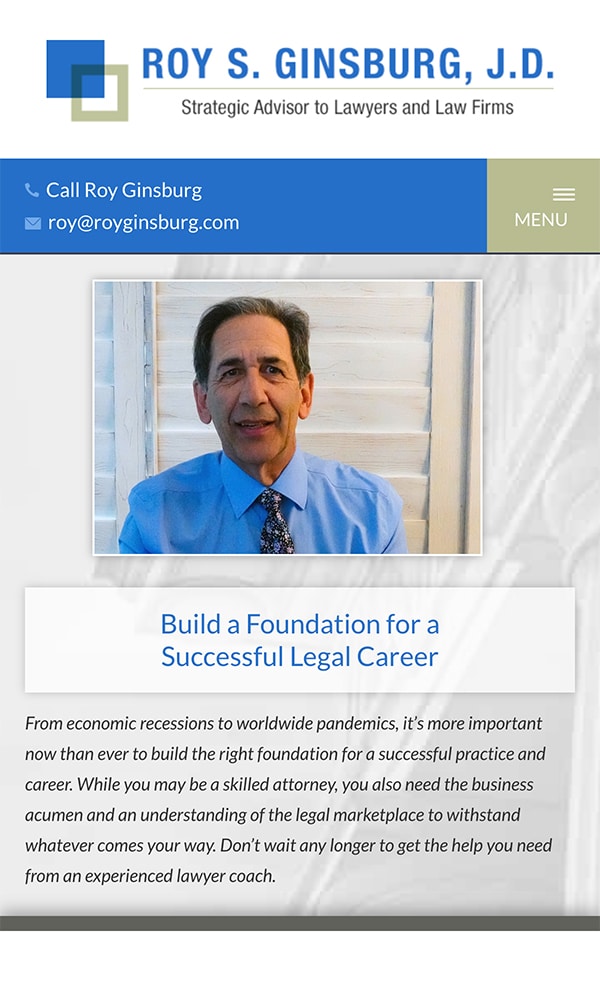 Mobile Friendly Law Firm Webiste for Roy S. Ginsburg, J.D.