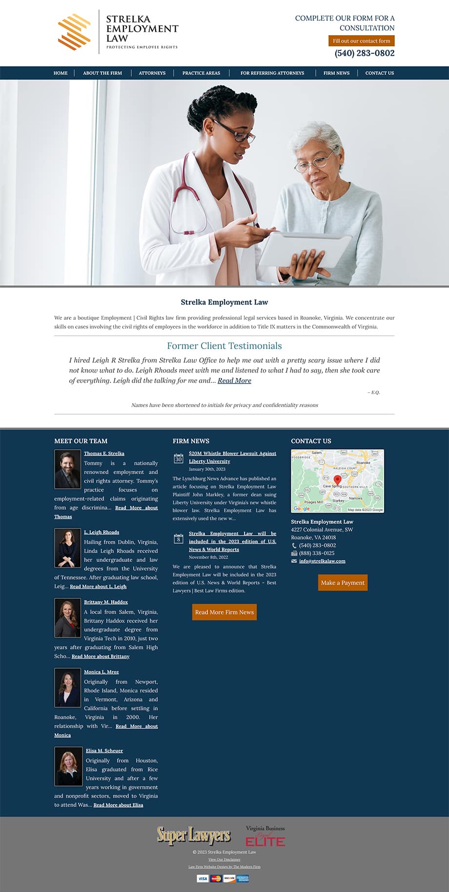 Law Firm Website Design for Strelka Employment Law