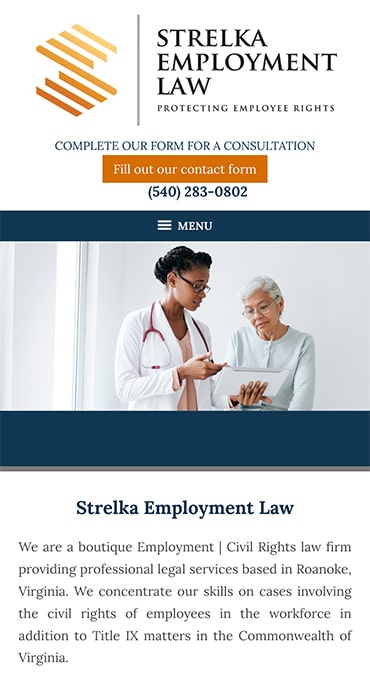 Responsive Mobile Attorney Website for Strelka Employment Law