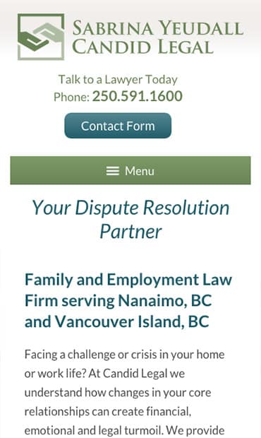 Responsive Mobile Attorney Website for Candid Legal