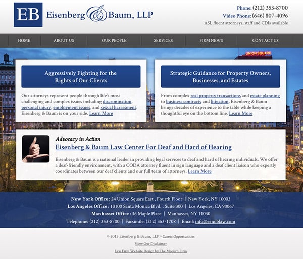 Law Firm Website Design for Eisenberg & Baum, LLP