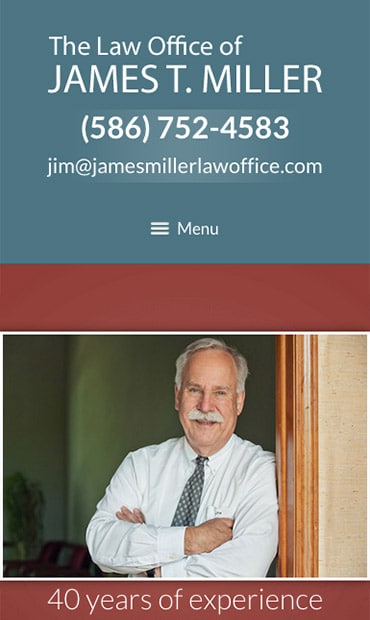 Responsive Mobile Attorney Website for Law Offices of James T. Miller