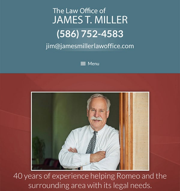 Mobile Friendly Law Firm Webiste for Law Offices of James T. Miller