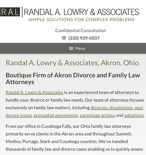 Mobile Friendly Law Firm Webiste for Randal A. Lowry & Associates