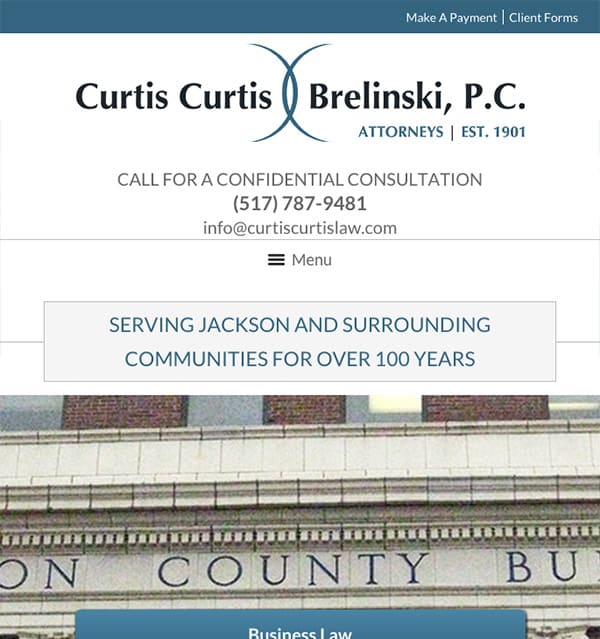 Mobile Friendly Law Firm Webiste for Curtis, Curtis & Brelinski, P.C.