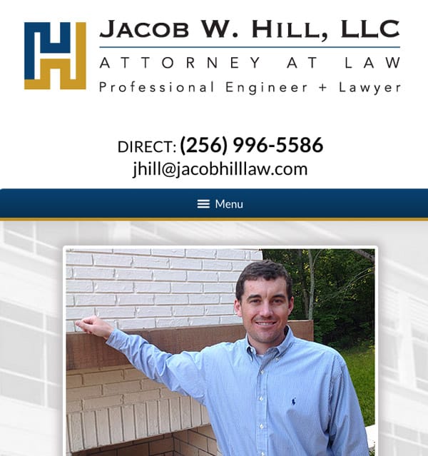 Mobile Friendly Law Firm Webiste for Jacob W. Hill, LLC