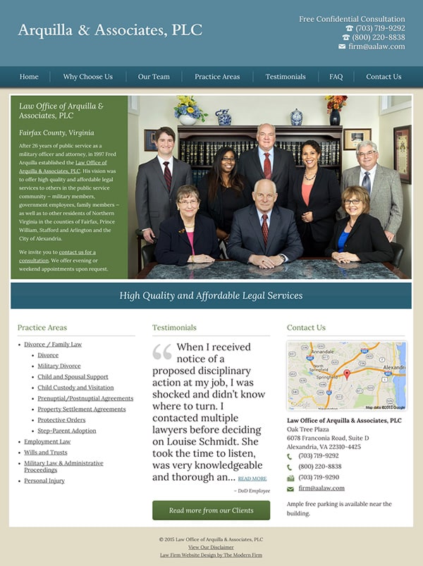 Law Firm Website Design for Arquilla & Associates, PLC