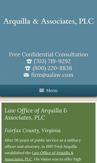 Responsive Mobile Attorney Website for Arquilla & Associates, PLC