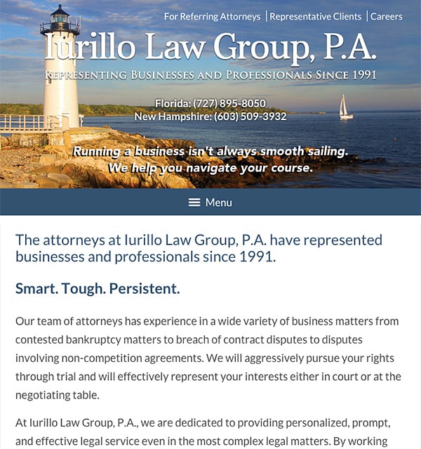 Mobile Friendly Law Firm Webiste for Iurillo Law Group, P.A.