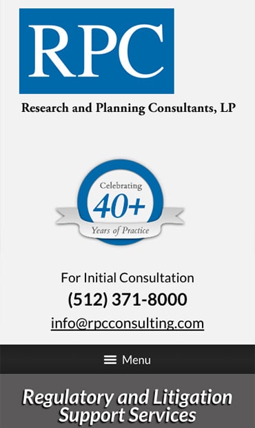 Responsive Mobile Attorney Website for Research and Planning Consultants, LP