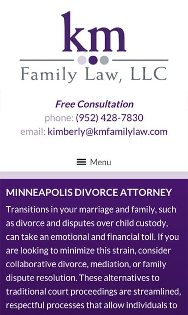 Responsive Mobile Attorney Website for KM Family Law, LLC