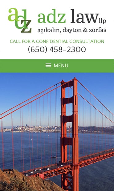 Responsive Mobile Attorney Website for ADZ Law, LLP