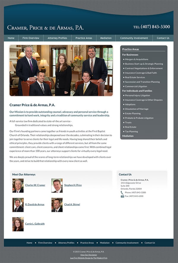 Law Firm Website Design for Cramer, Price & De Armas, P.A.