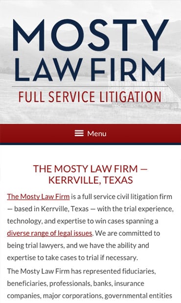 Responsive Mobile Attorney Website for Mosty Law Firm