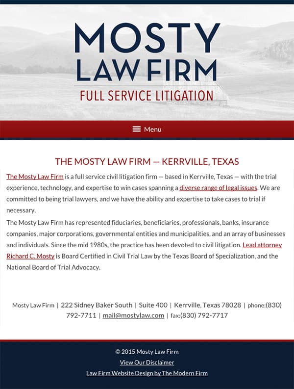 Mobile Friendly Law Firm Webiste for Mosty Law Firm