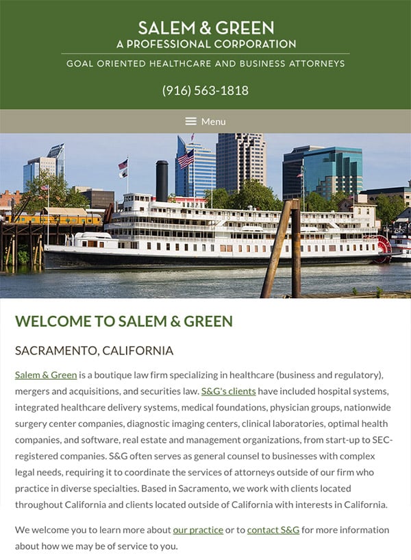 Mobile Friendly Law Firm Webiste for Salem & Green