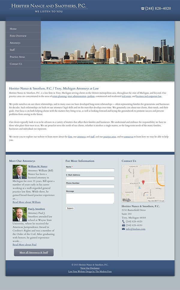 Law Firm Website Design for Heritier Nance and Smothers, P.C.