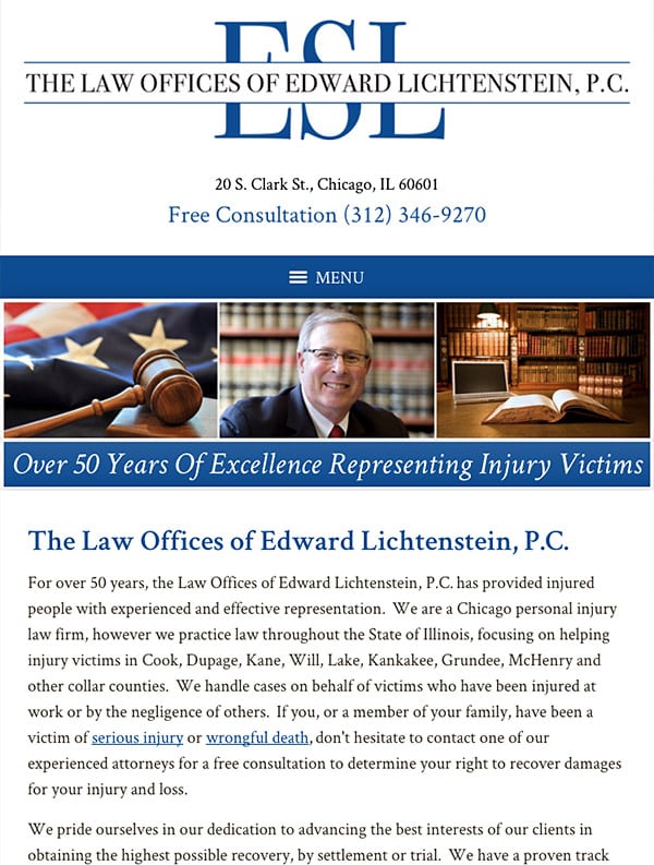 Mobile Friendly Law Firm Webiste for The Law Offices of Edward Lichtenstein, P.C.