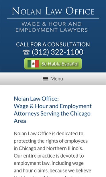 Responsive Mobile Attorney Website for Nolan Law Office