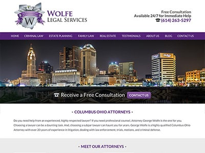 Law Firm Website design for Wolfe Legal Services
