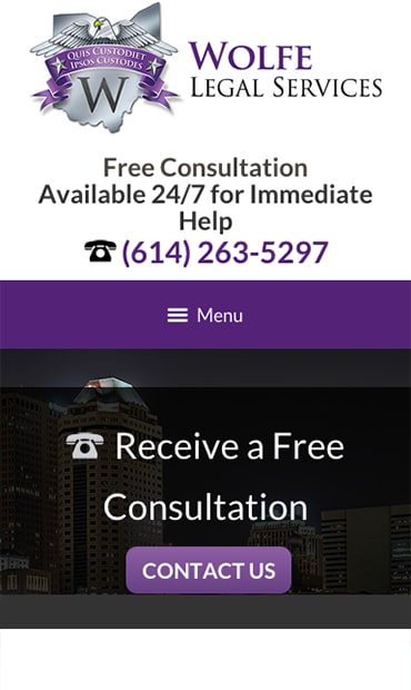 Responsive Mobile Attorney Website for Wolfe Legal Services