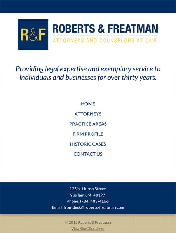 Mobile Friendly Law Firm Webiste for Roberts & Freatman