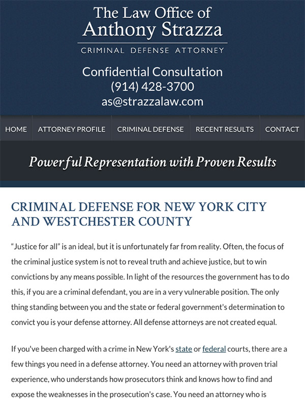 Mobile Friendly Law Firm Webiste for The Law Office of Anthony Strazza