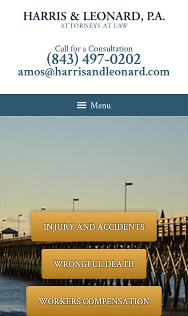 Responsive Mobile Attorney Website for Harris & Leonard, P.A.