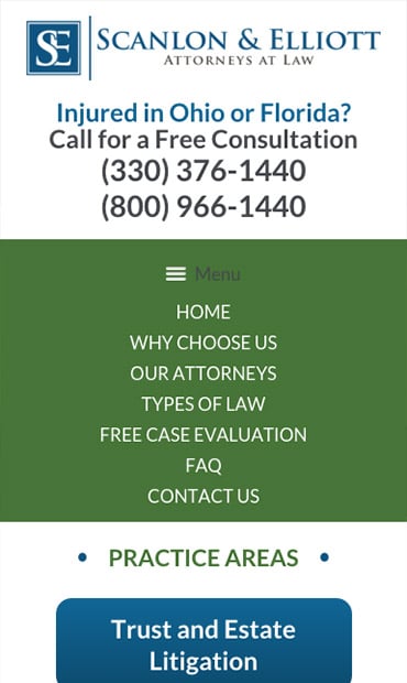 Responsive Mobile Attorney Website for Scanlon & Elliott