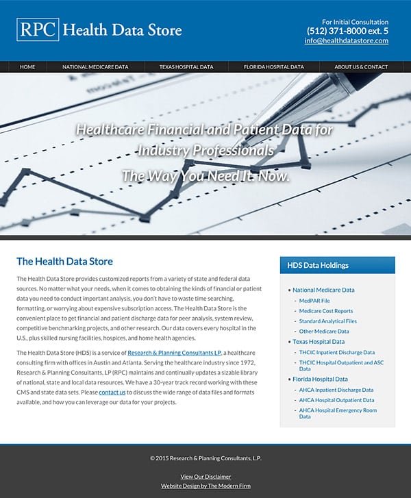 Law Firm Website Design for RPC Health Data Store