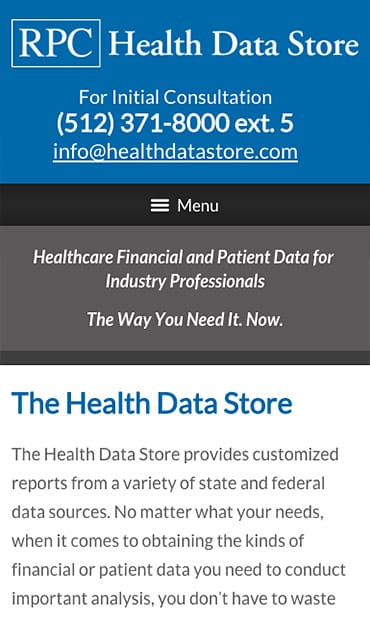 Responsive Mobile Attorney Website for RPC Health Data Store