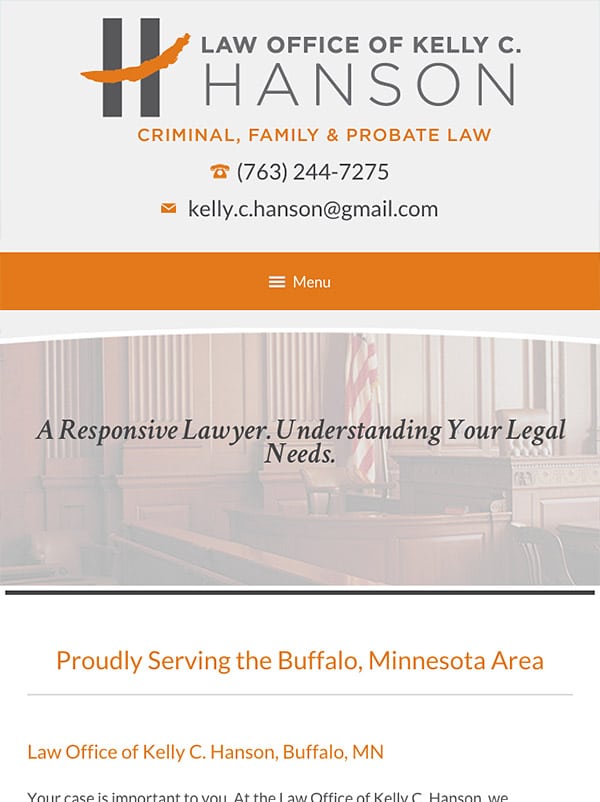 Mobile Friendly Law Firm Webiste for Law Office of Kelly C. Hanson