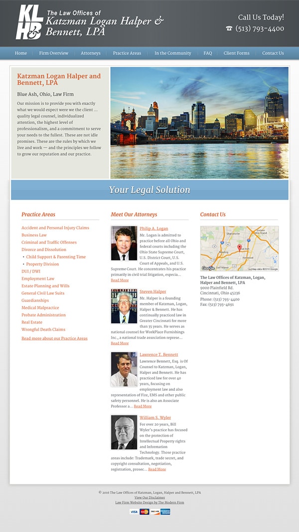 Law Firm Website Design for The Law Offices of Katzman, Logan, Halper and Bennett, LPA