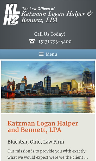 Responsive Mobile Attorney Website for The Law Offices of Katzman, Logan, Halper and Bennett, LPA