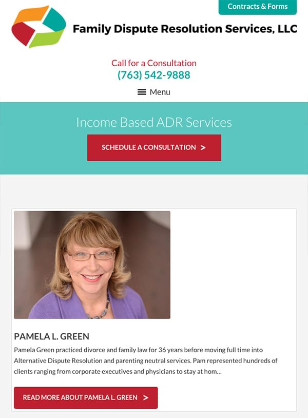 Mobile Friendly Law Firm Webiste for Family Dispute Resolution Services, LLC