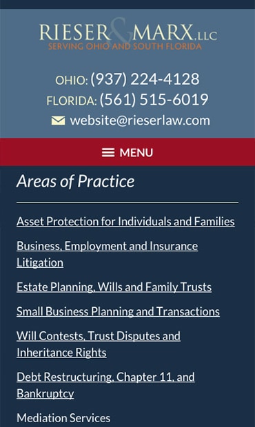 Responsive Mobile Attorney Website for Rieser & Marx, LLC