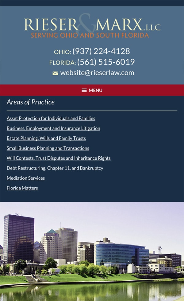 Mobile Friendly Law Firm Webiste for Rieser & Marx, LLC