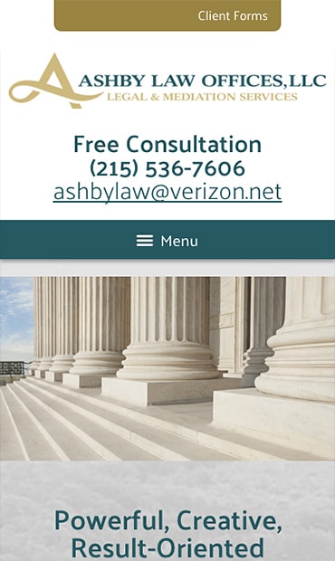 Responsive Mobile Attorney Website for Ashby Law Offices, LLC